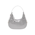 Elegante zilveren hobo-tas met strassteentjes voor dames met glinsterende halve maanvorm - Zilver