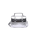 Mini bolso de mano plateado metalizado brillante con correa de hombro ajustable - Plata Aurora