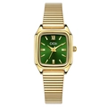 Orologio donna vintage al quarzo con cinturino elastico dorato e quadrante verde scuro - Cassa Oro Quadrante Verde