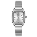 Orologio elegante in acciaio argento con quadrante rettangolare e cinturino flessibile - Cassa Argento Quadrante Bianco