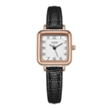 Orologio GEDI retro quadrato da donna con cassa oro rosa e cinturino in pelle nera - Nero