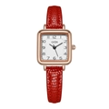 Orologio vintage quadrato da donna con cinturino in pelle rossa e cassa oro rosa - Rosso
