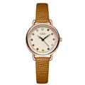 Women's quartz watch with brown pebble leather strap and colorful crystal markers - Amber Strap Rose Gold Case Champagne Dial