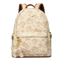 Sac à dos en similicuir beige avec imprimés d'ours mignons et rivets dorés élégants - Beige (Avec Pendentif)