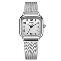 Orologio GEDI donna quadrato minimalista con cinturino in maglia argento e cassa in acciaio - Cassa Argento Quadrante Bianco