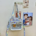 Sac Ita irisé avec fenêtre transparente, détails argentés et badges décoratifs - Argenté
