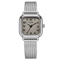 Orologio quadrato argento da donna con cinturino a maglia e quadrante taupe chic - Cassa Argentata Quadrante Grigio