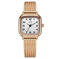 Orologio al quarzo quadrato GEDI da donna con cinturino a maglia oro rosa e quadrante argento - Cassa Oro Rosa Quadrante Bianco