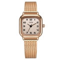 Orologio quadrato elegante da donna in oro rosa con cinturino in maglia milanese - Cassa Oro Rosa Quadrante Rosa