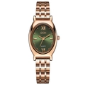 Elegant roségouden mesh horloge met een vintage ovale groene wijzerplaat voor dames - Roségouden Kast Groene Wijzerplaat