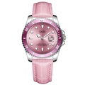 GEDI luxury women's watch with pink crocodile leather strap and silver steel case - Women Pink Strap Pink Dial