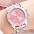 GEDI Women's elegant quartz watch with pink dial and silver stainless steel strap - Silver Case Pink Dial
