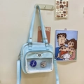 Sac ita bleu clair pour anime avec fenêtre PVC transparente et bandoulière - Bleu