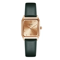 Orologio quadrato elegante da donna con cassa oro rosa e cinturino in pelle verde - Cinturino Verde Cassa Oro Rosa Quadrante Oro Rosa
