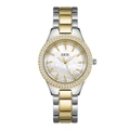 Reloj GEDI de acero inoxidable bicolor con bisel de cristal y esfera de nácar - Caja Oro Esfera Blanca Correa Bicolor Oro