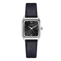 Orologio GEDI quadrato alla moda con quadrante nero soleil e cinturino in pelle nera - Cinturino Nero Cassa Argento Quadrante Nero