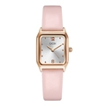 GEDI minimalist square quartz watch with rose gold case and pink leather strap for women - Pink Strap Rose Gold Case