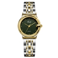 Montre quartz femme avec bracelet acier bicolore et cadran vert texturé élégant - Boîtier Bicolore Or Cadran Vert