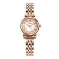 Macro view of rose gold women watch with pearl dial and Roman numeral markers - Rose Gold Case Pink MOP Dial Rose Gold Band