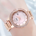 GEDI fashion women's quartz watch in rose gold with pink dial and crystal bezel - Rose Gold Case Pink Dial
