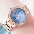 GEDI luxury women's watch in rose gold with a blue ripple dial and diamond bezel - Rose Gold Case Blue Dial