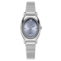 Orologio ovale vintage in acciaio argento con quadrante lavanda e movimento al quarzo - Cassa Argento Quadrante Blu
