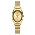 GEDI Luxus Damen Quarz Uhr in Gold mit ovalem Gehäuse und elegantem Metallarmband - Goldenes Gehäuse Goldenes Zifferblatt