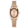 Orologio al quarzo ovale oro rosa con cinturino estensibile testurizzato vintage - Cassa Oro Rosa Quadrante Bianco