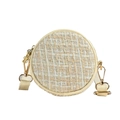 Bolso bandolera redondo para niña en tejido de tweed beige con correa ajustable - Blanco Roto