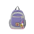 Mochila infantil de estilo japonés con parches de dibujos animados y colgantes - Morado