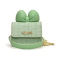 Borsa a tracolla in tweed verde menta per bambine con grande fiocco e fibbia Love oro - Verde