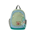 Mochila infantil bicolor verde y azul con parche de palomitas y colgante de estrella - Verde