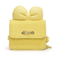 Borsa a tracolla in tweed giallo chiaro per bambine con chiusura a cuore e fiocco - Giallo