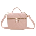 Mini bolso bandolera acolchado rosa para niñas con cadena dorada y asa superior - Rosa