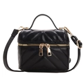 Minibolso bandolera negro acolchado en chevron para niñas con doble cremallera - Negro
