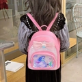 Zainetto rosa per bambine con fiocco e paillettes a sirena per la scuola - Rosa