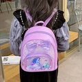 Zaino viola con paillettes per bambine con fiocco e motivo a sirena per asilo - Viola