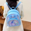 Zaino a sirena azzurro con fiocco glitter e paillettes per bambine dell'asilo - Blu