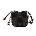 Mini bolso cubo para niña en diseño bicolor con cordón y herrajes dorados - Negro (Solo Bolsa)