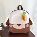 Dettaglio dello zaino rigido per bambini con orecchie di peluche e ciondolo carota - Con Ciondolo / Marrone