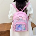 Zaino rosa per bambine con motivo sirena, paillettes e grande fiocco di raso - Rosa Chiaro