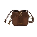 Mini bolso cubo marrón para niñas con cordón ajustable y textura de piel suave - Café (Solo Bolsa)