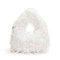 Elegante bolso de mano de plumas blancas con forma triangular única y cadena dorada de lujo - Blanco