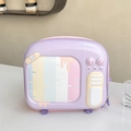 Detail eines lila TV-Hardshell-Rucksacks mit Regenbogenbildschirm für Kinder - Lila