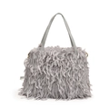 Bolso bandolera para mujer en gris claro con textura suave de plumas de lujo - Gris