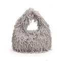 Sac hobo triangle chic en fausse fourrure grise avec détails de chaîne dorée élégante - Gris