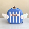 Détail du sac à dos bleu pour enfant avec ailes à paillettes et double fermeture éclair - Bleu