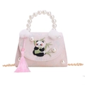 Sac bandoulière panda rose pour filles avec poignée en perles et broderie - Panda Rose
