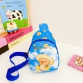 Sac bandoulière bleu enfant avec dessin de capybara et sangle réglable - Bleu clair