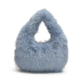 Schicke hellblaue Webpelz-Hobo-Tasche mit minimalistischer, weicher Dreieck-Silhouette - Blau